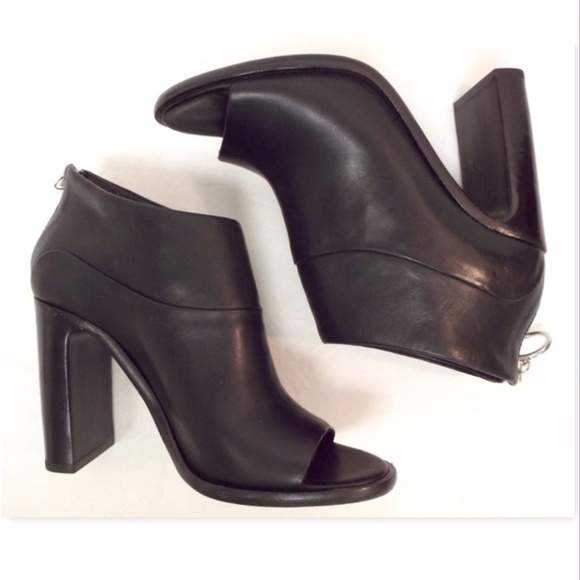 New RAG & BONE Black Leather Open Toe Booties 35 - Picture 7 of 8